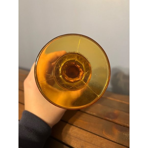 Vintage Indiana Glass Diamond Point Goblet Amber Single, Replacements, MCM - Picture 5 of 5